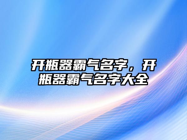 開瓶器霸氣名字，開瓶器霸氣名字大全