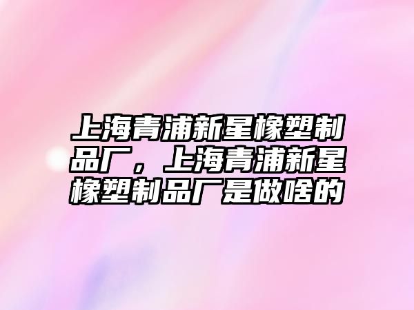 上海青浦新星橡塑制品廠，上海青浦新星橡塑制品廠是做啥的