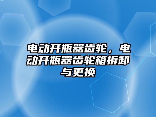 電動開瓶器齒輪，電動開瓶器齒輪箱拆卸與更換