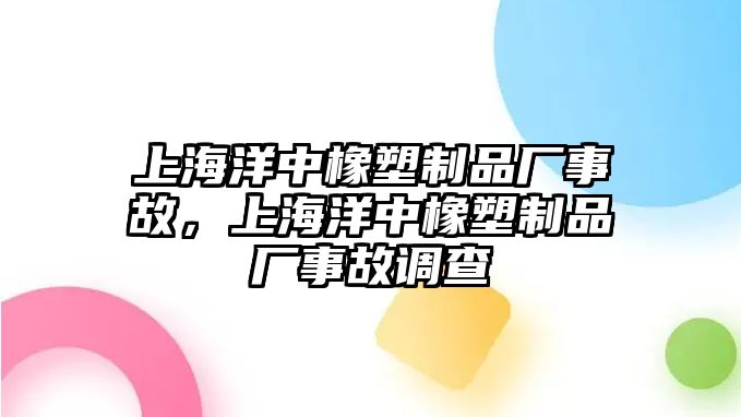 上海洋中橡塑制品廠事故，上海洋中橡塑制品廠事故調(diào)查