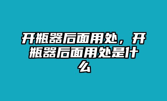 開瓶器后面用處，開瓶器后面用處是什么