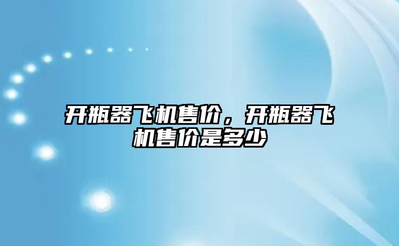 開瓶器飛機售價，開瓶器飛機售價是多少